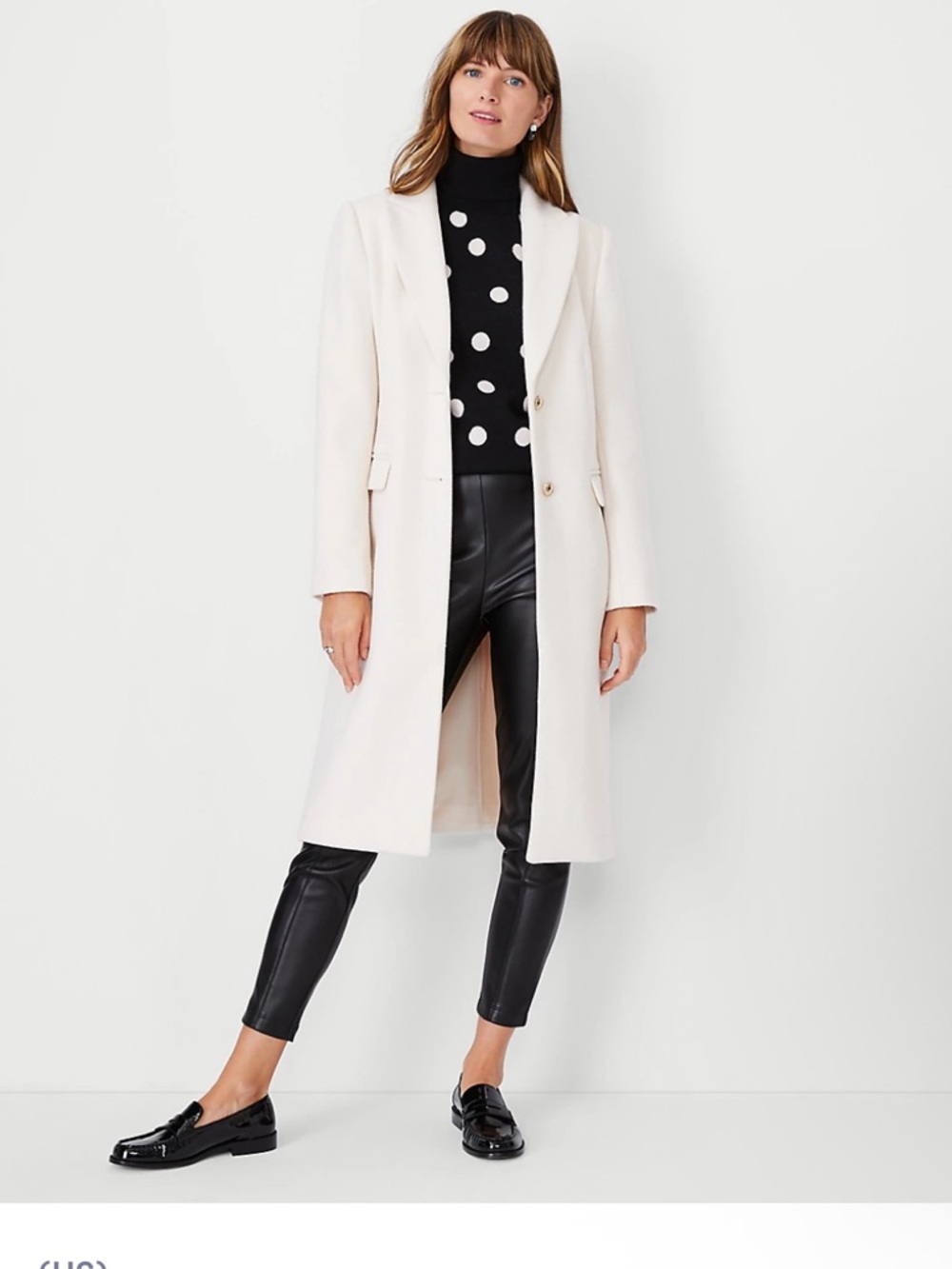 Ann Taylor Ivory Long Wool Coat